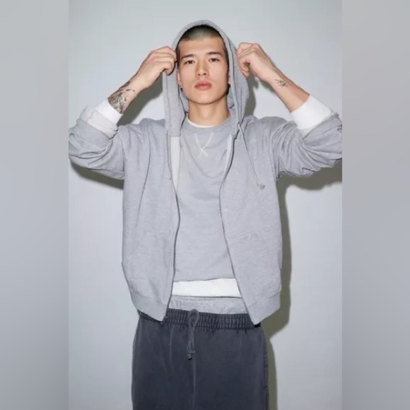 BDG Gray Zip Up Hoodie Size Large - Picture 1 of 5